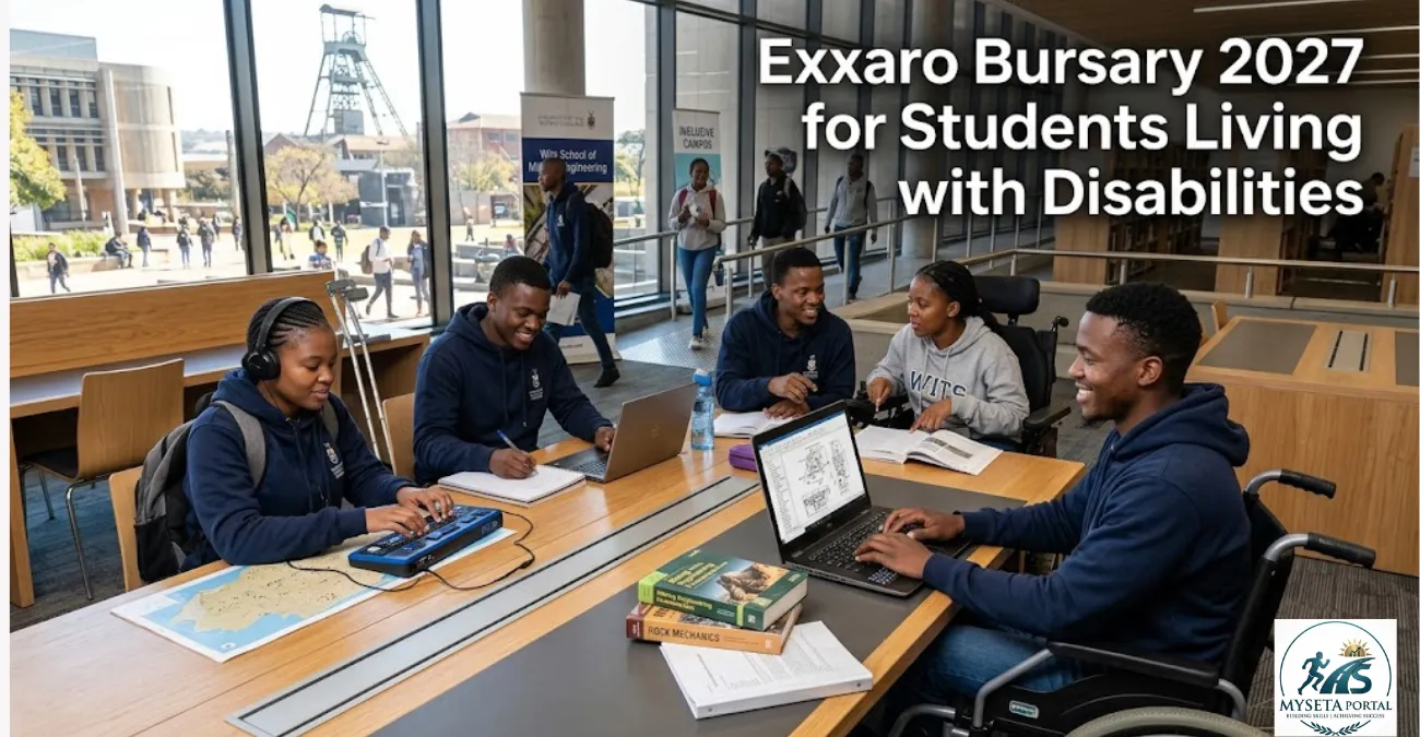 Young South African students living with disabilities studying in an inclusive university environment.