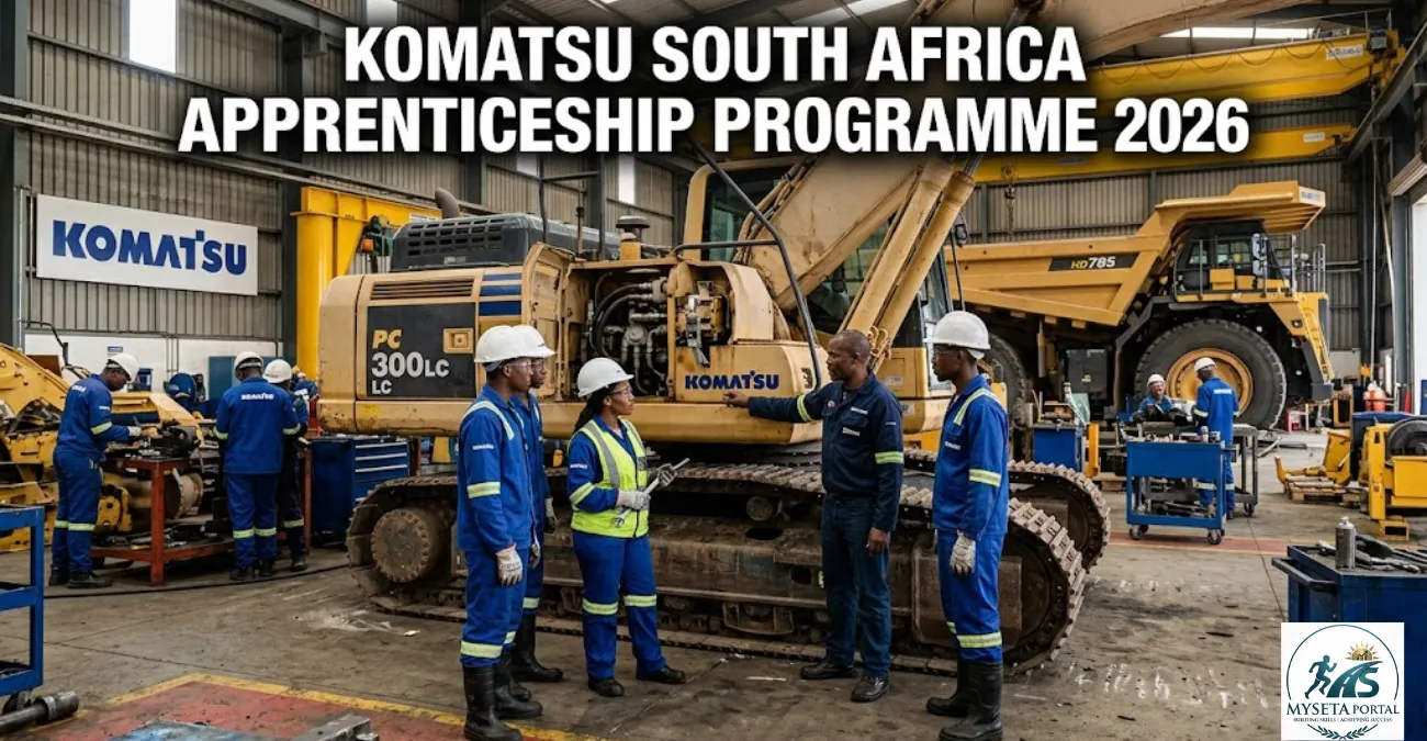 Young African engineering apprentices learning technical skills in an industrial workshop environment in South Africa