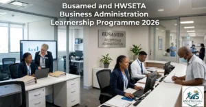 Young South African business administration graduates gaining workplace experience in a private hospital environment.