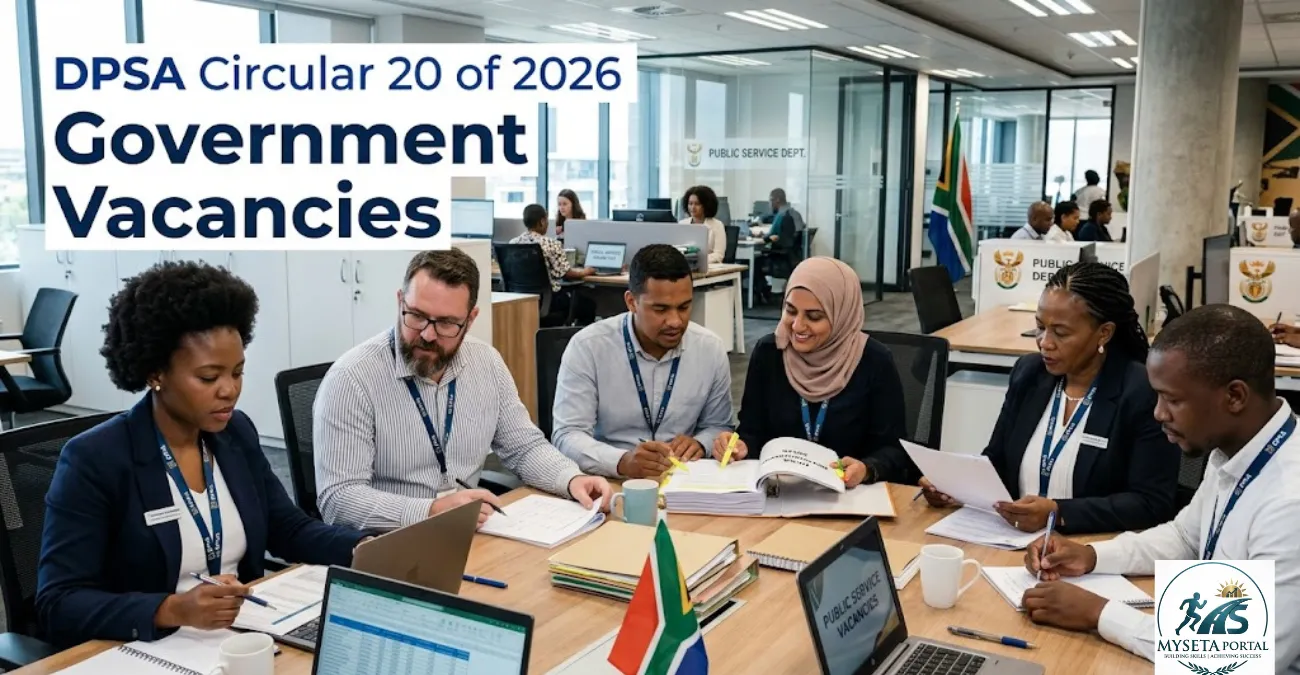 South African government employees working in a professional public service office.