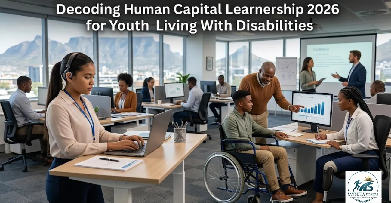 Young South African learners living with disabilities participating in a Business Administration and New Venture Creation learnership programme.