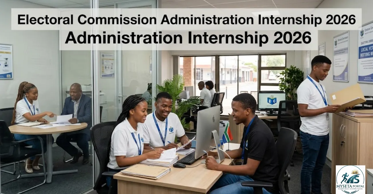 Young South African graduates working in a public administration office during an internship