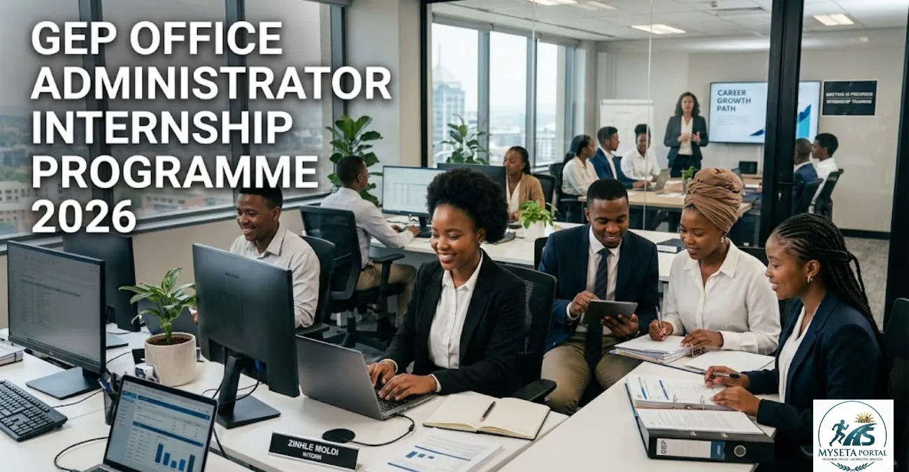 Young South African Business Administration graduates gaining workplace experience in a professional office environment.