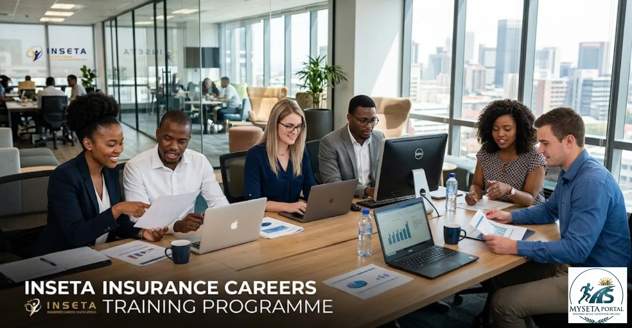 Young South Africans working in an insurance office during INSETA career training programme