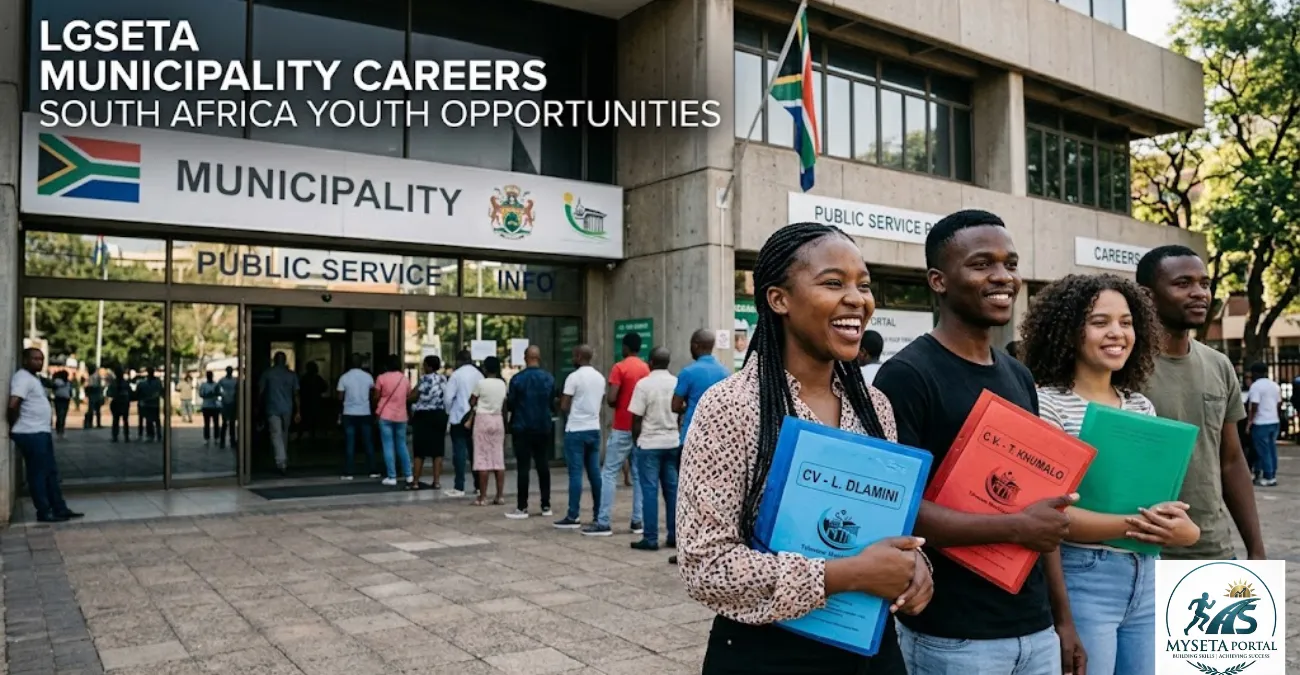 South African youth applying for LGSETA municipal careers at a local government office