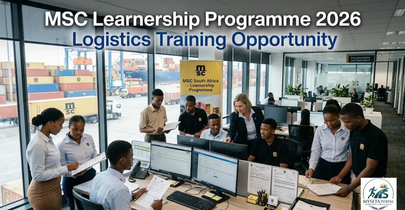 Young South African learners receiving logistics and shipping workplace training through the MSC Learnership Programme.