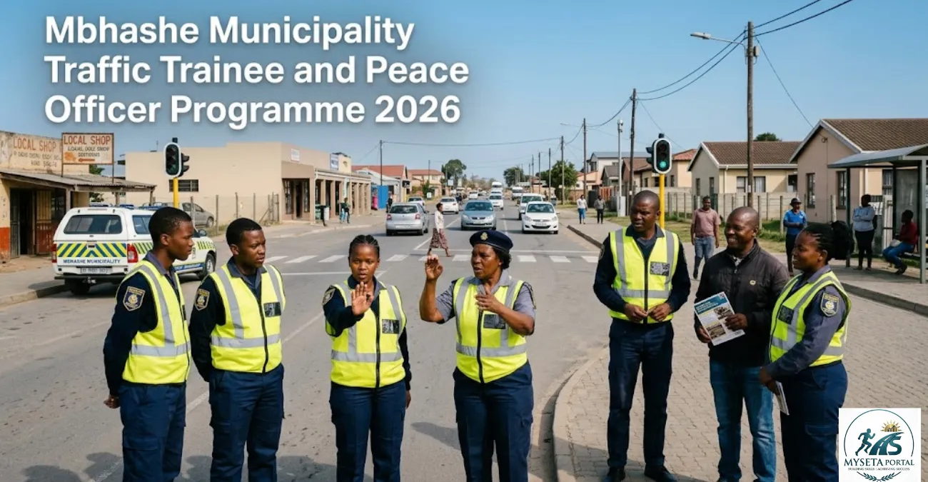 Young municipal traffic trainees and peace officers participating in community safety activities in the Eastern Cape.