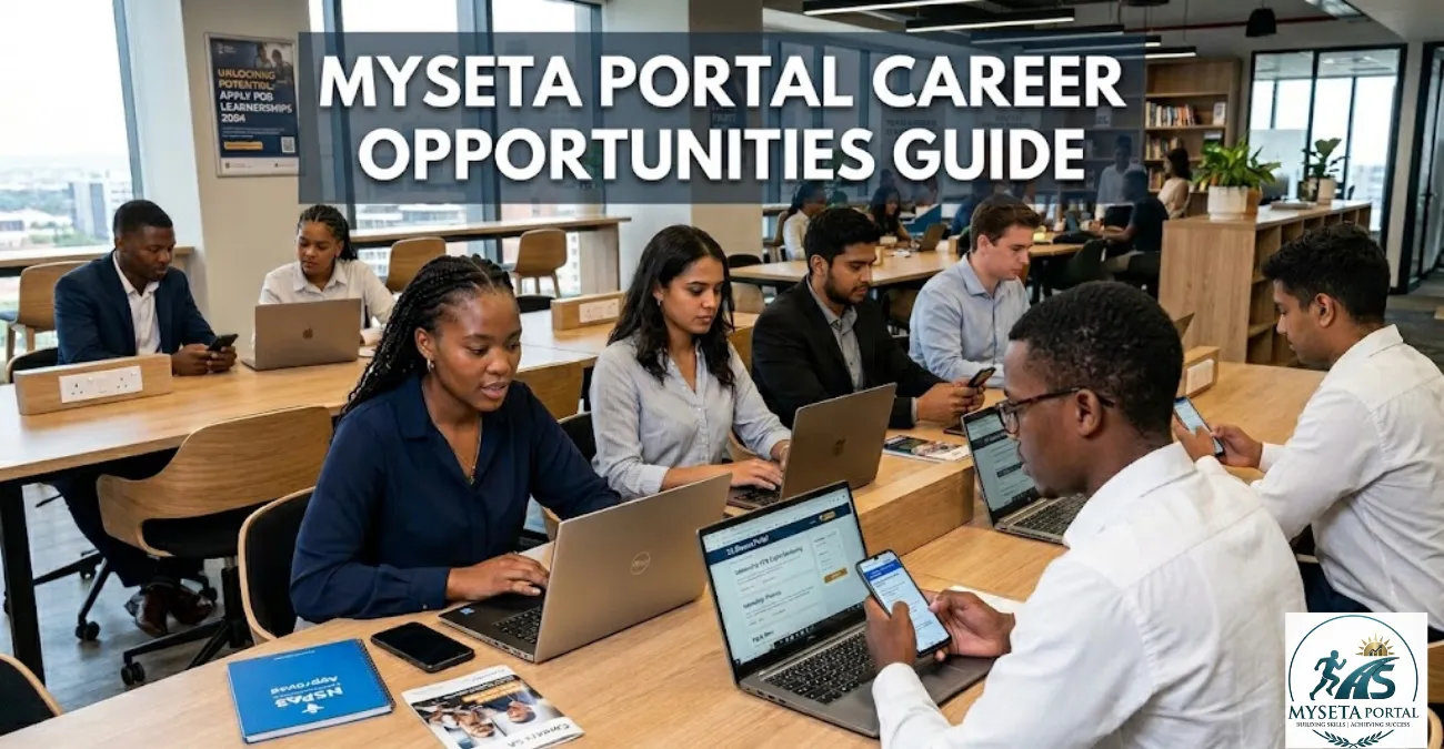 South African youth using MySETA Portal to search for learnerships and internships.