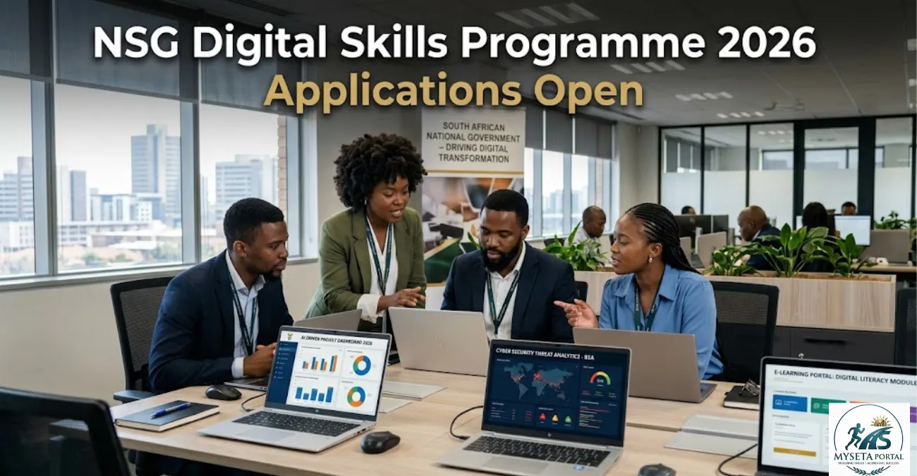 South African public servants participating in online digital skills training focused on AI, cyber security and digital literacy.
