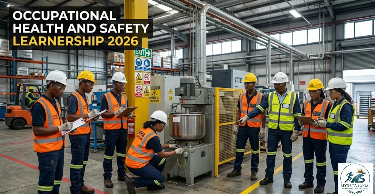 Young South African Occupational Health and Safety learners conducting workplace safety inspections.