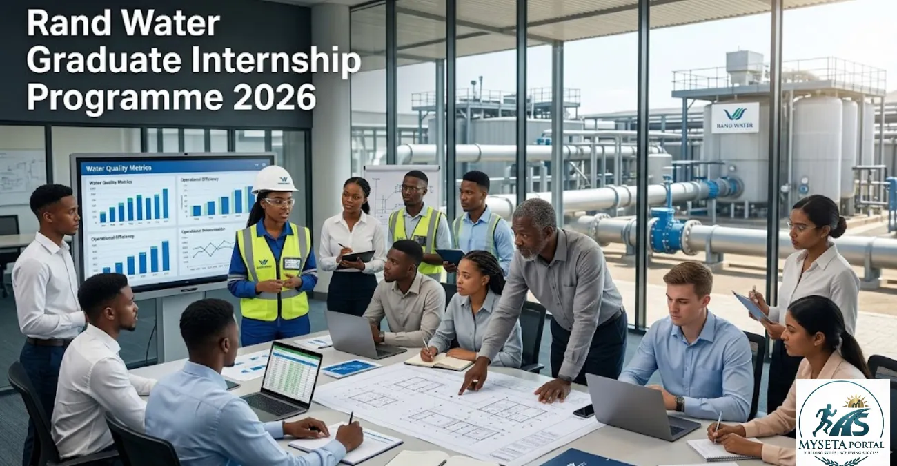 South African graduates gaining workplace experience through a professional internship programme at a water utility organisation.