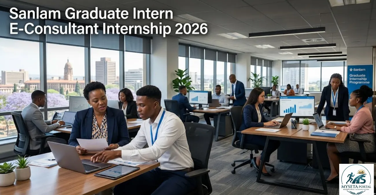 South African graduate interns working in a financial services office environment