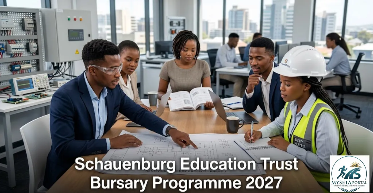 Young South African engineering and business students participating in workplace learning through a bursary programme.