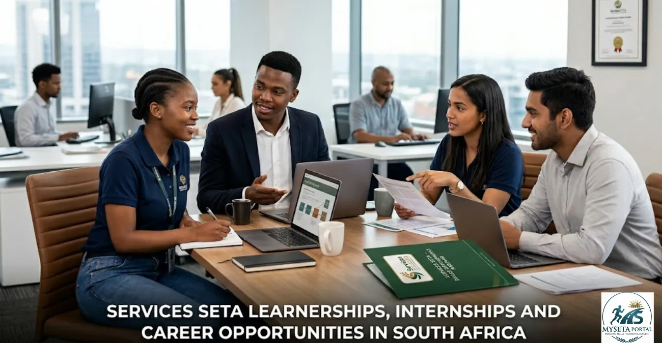 Young South African professionals participating in workplace learning through Services SETA opportunities