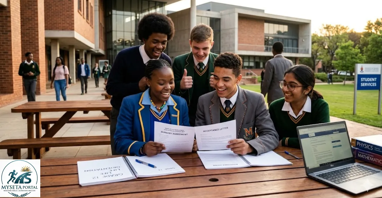 South African Grade 12 learners preparing university and bursary applications for higher education funding.