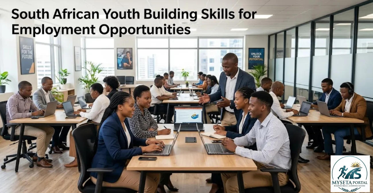 Young South African professionals participating in workplace skills training and career development.