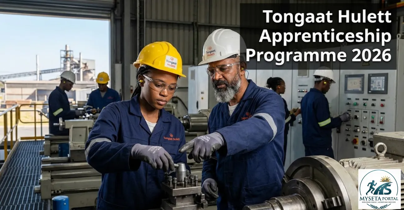 Young South African engineering apprentices receiving artisan training at an industrial manufacturing facility in Durban.